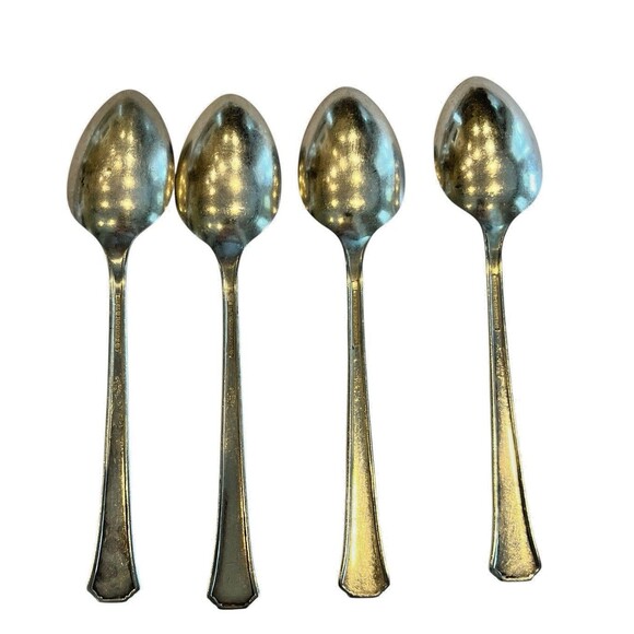 1881 Rogers Del Mar Vintage Silverplate Oneida Silver Oval Soup Spoon 4 Pcs 2412 - Picture 3 of 5